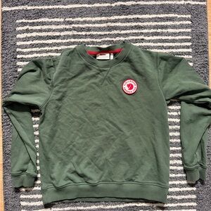 Fjallraven Forest Green Crewneck Sweater with Heart Logo Patch